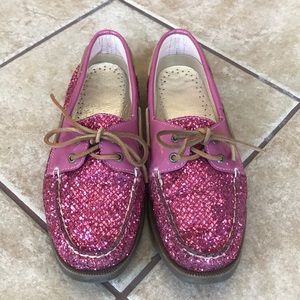 Sperry Top-Sider Pink Sparkly Boat Shoes Size 8.5